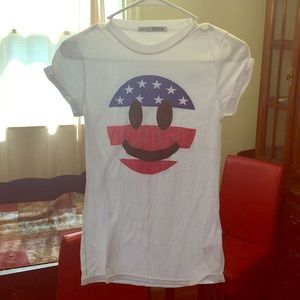 Girls Size Medium White t shirt with happy face!